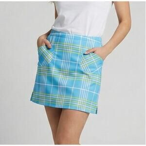 Haymaker Vintage Polyester Short Skirt Size 14 Blue Yellow Check